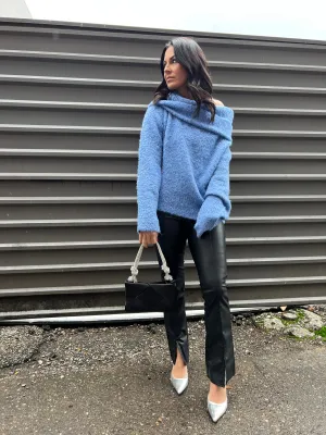 FASHIONISTA FRONT SLIT LEATHER PANT