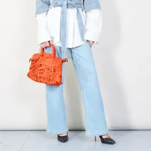 Floral embossed leather handbag wholesale