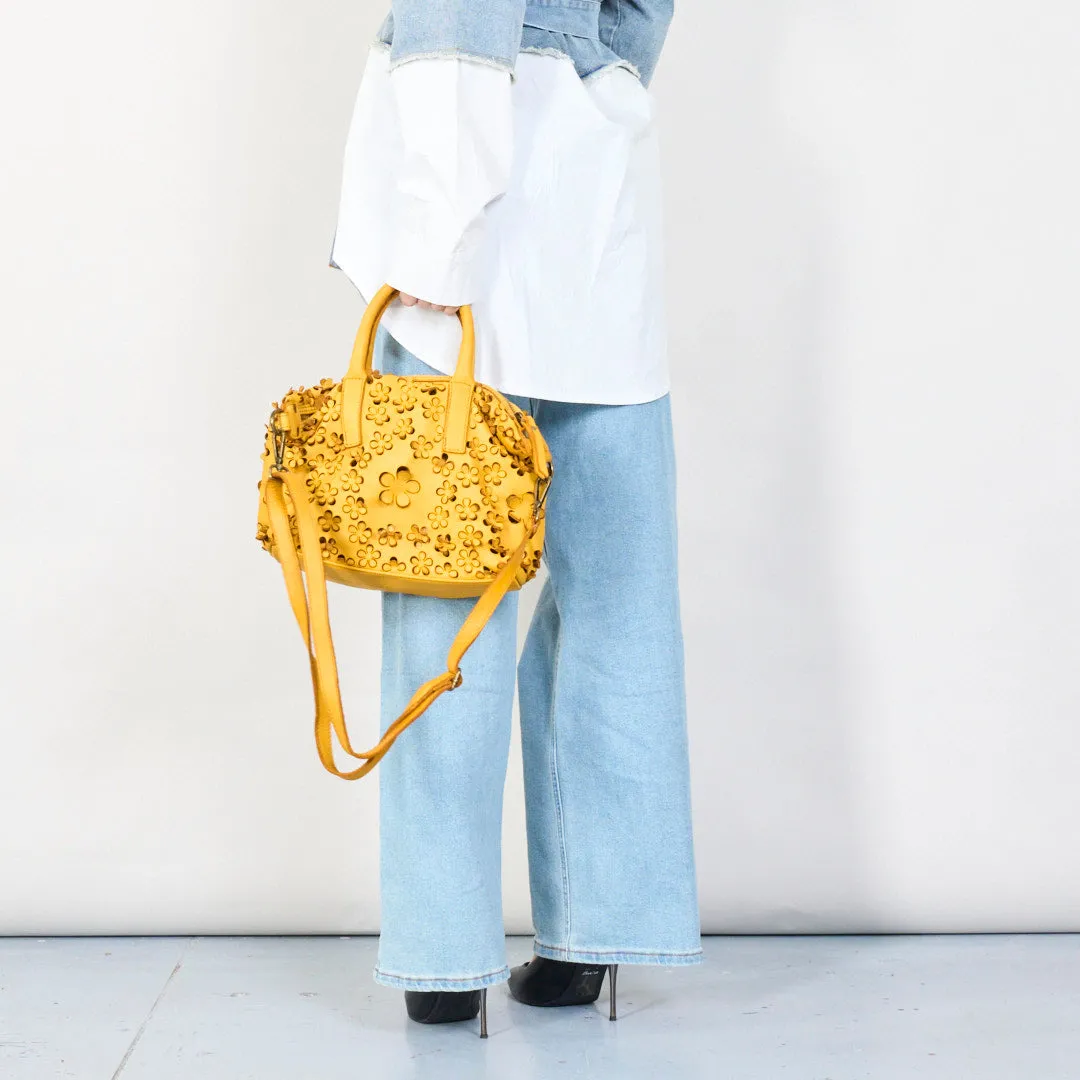 Floral embossed leather handbag wholesale