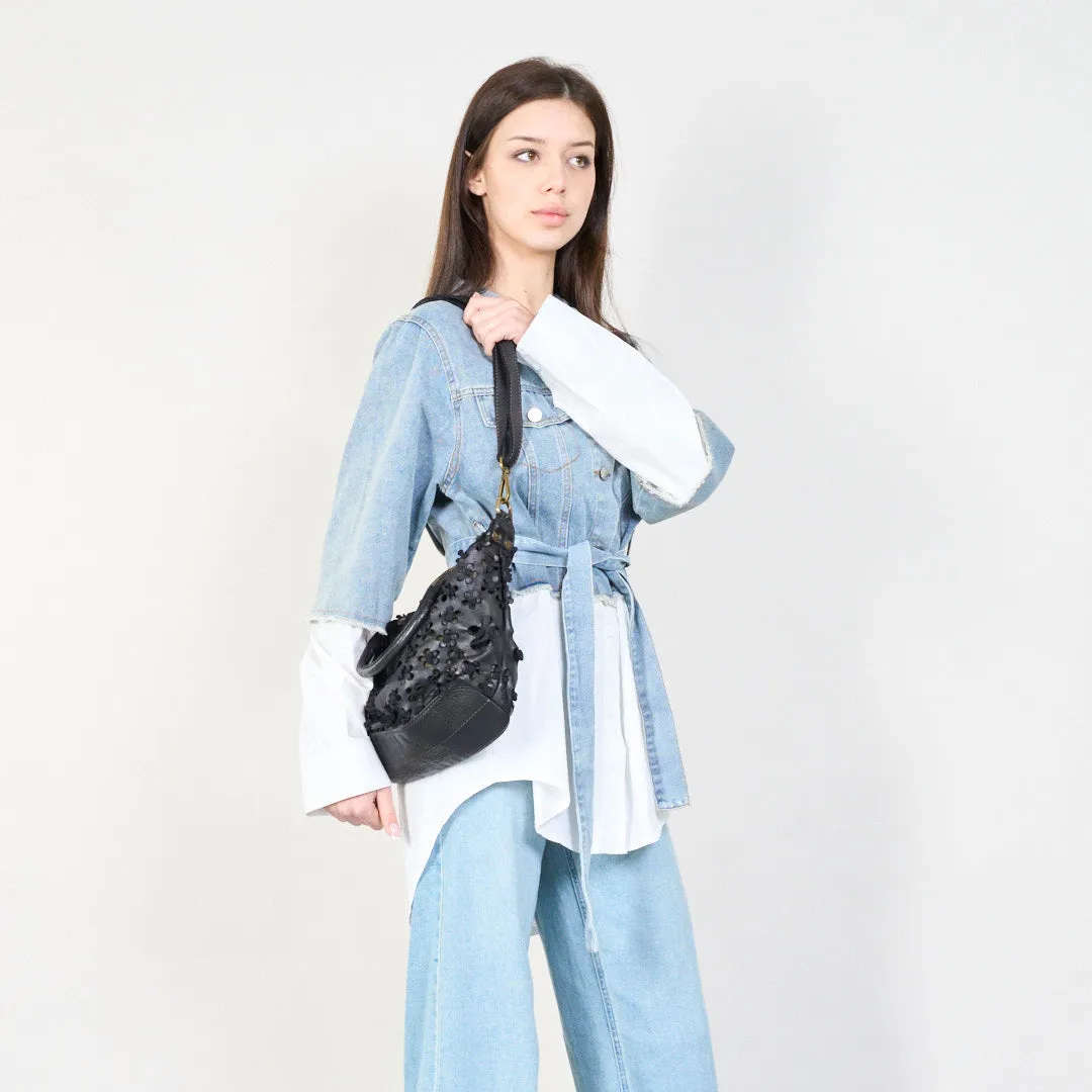 Floral embossed leather handbag wholesale