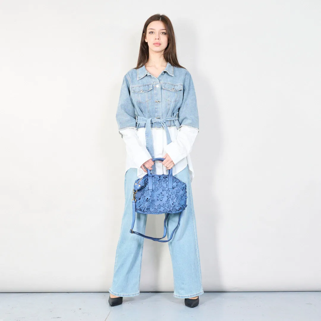 Floral embossed leather handbag wholesale