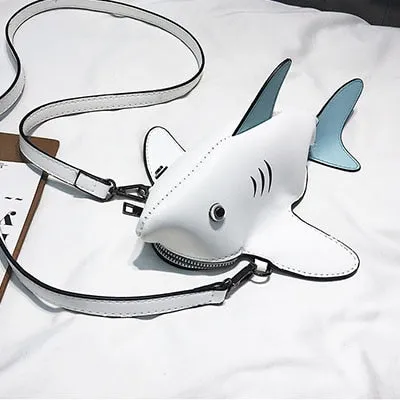 Funny Shark Women Shoulder Bags Cartoon Chain Messenger Bag Ladies Lovely Pu Leather Phone Bag