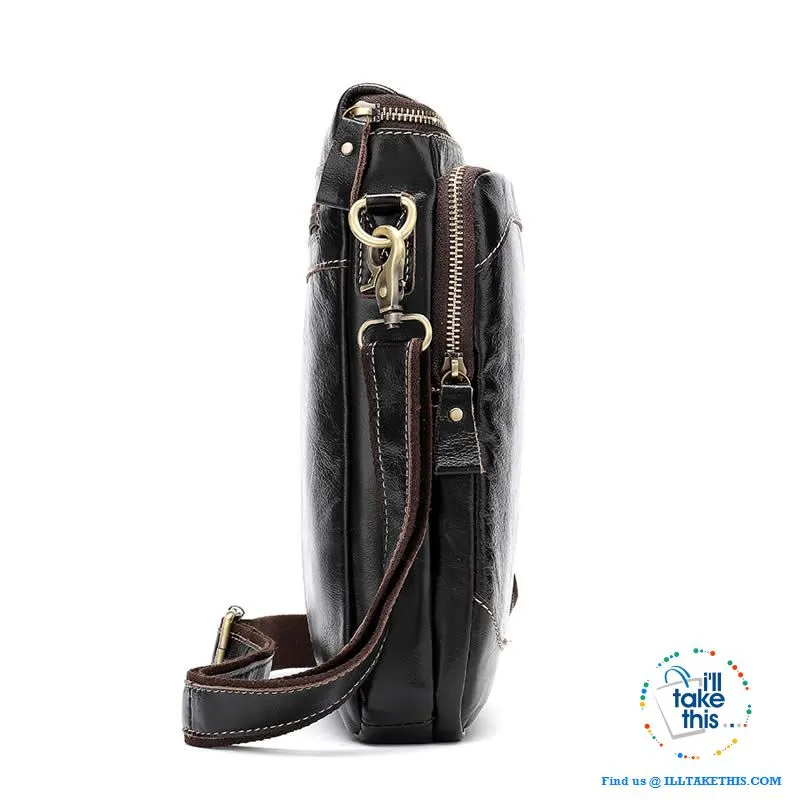 Genuine Leather Messenger bag/Man bag with enough room to take your iPad/Android Tablet