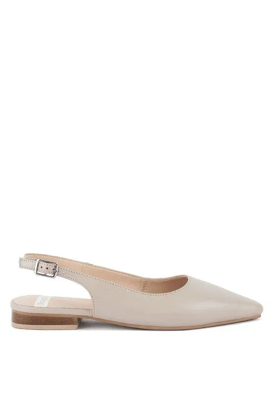 Genuine Leather Slingback Flats
