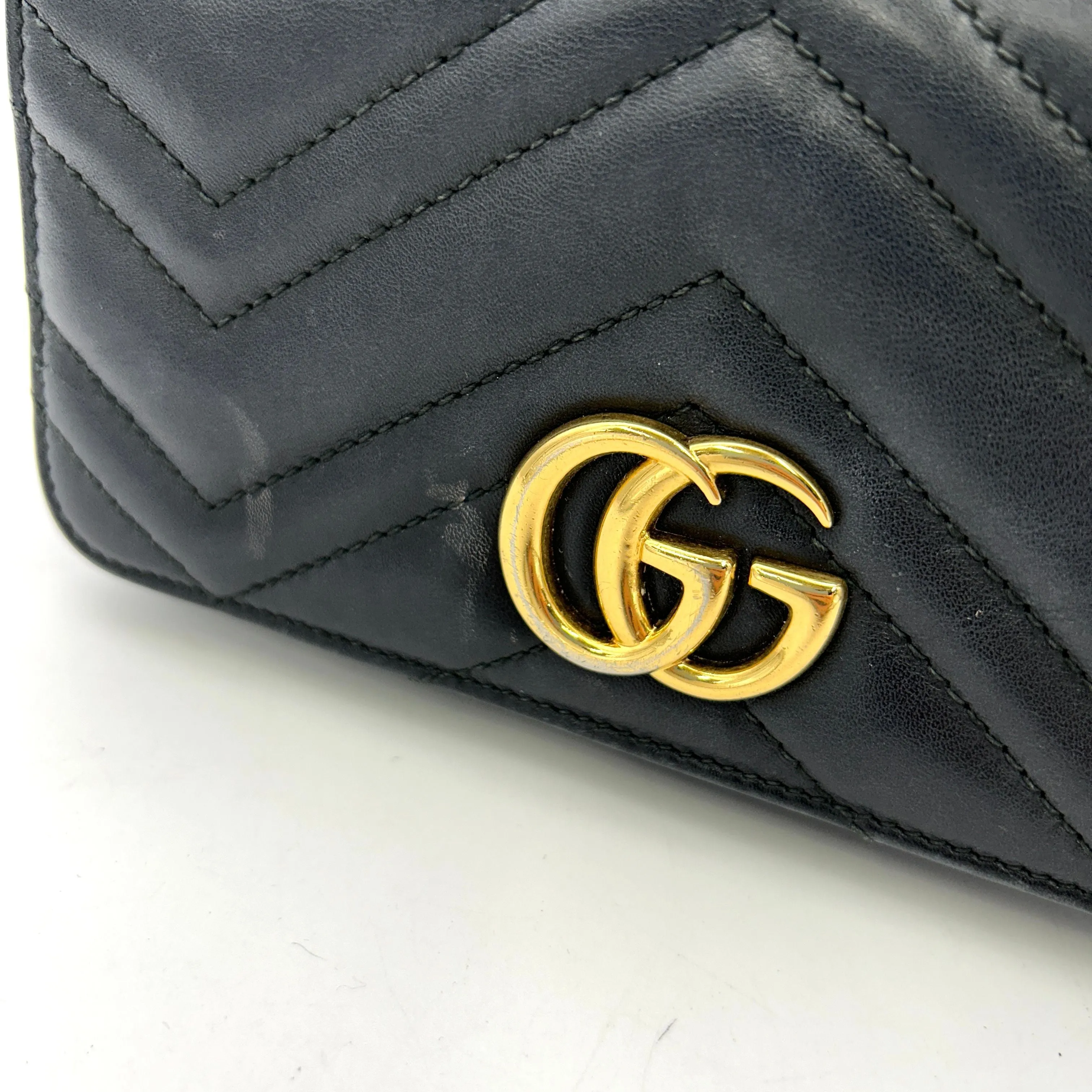 GUCCI Black Mini GG Marmont Crossbody Bag LA30889