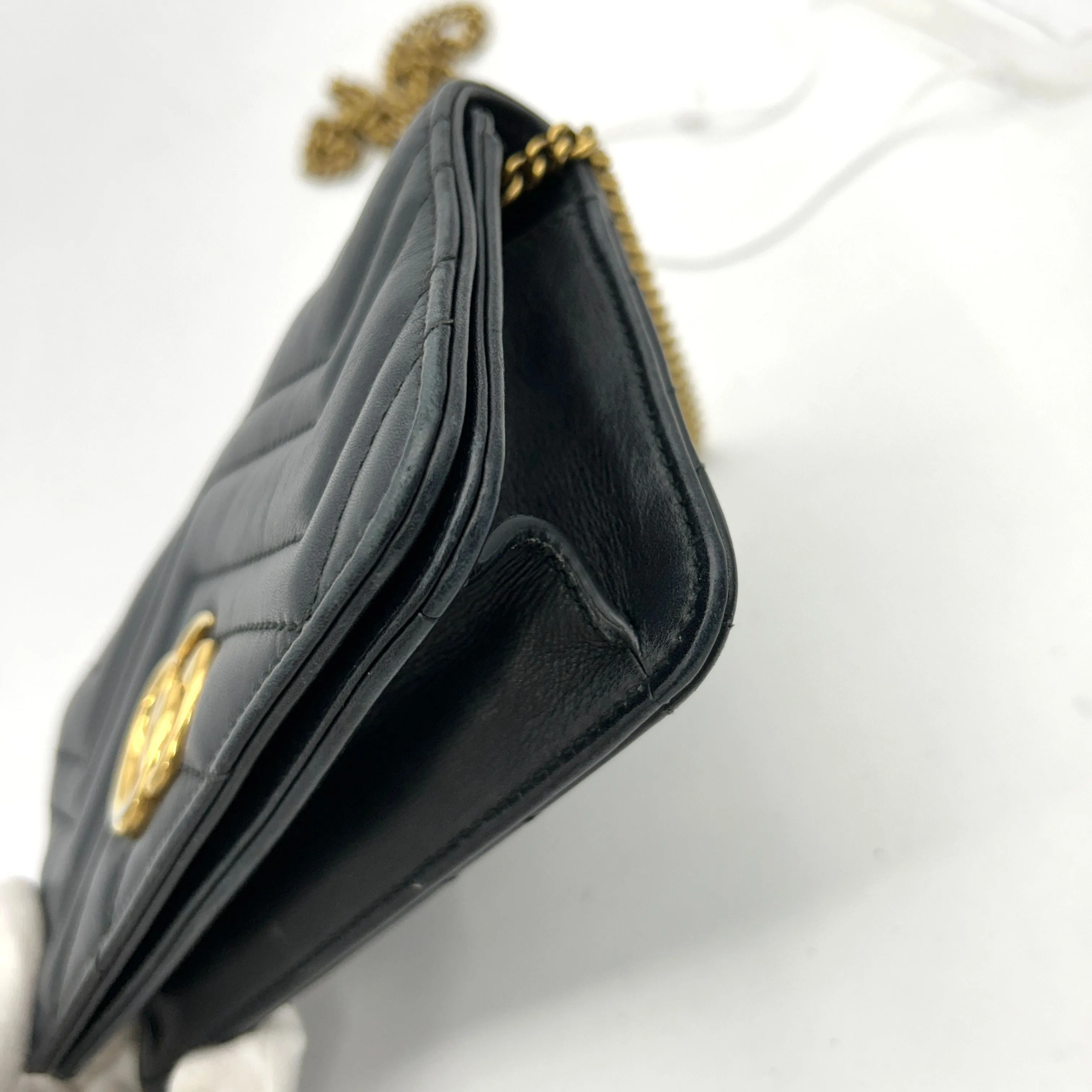 GUCCI Black Mini GG Marmont Crossbody Bag LA30889