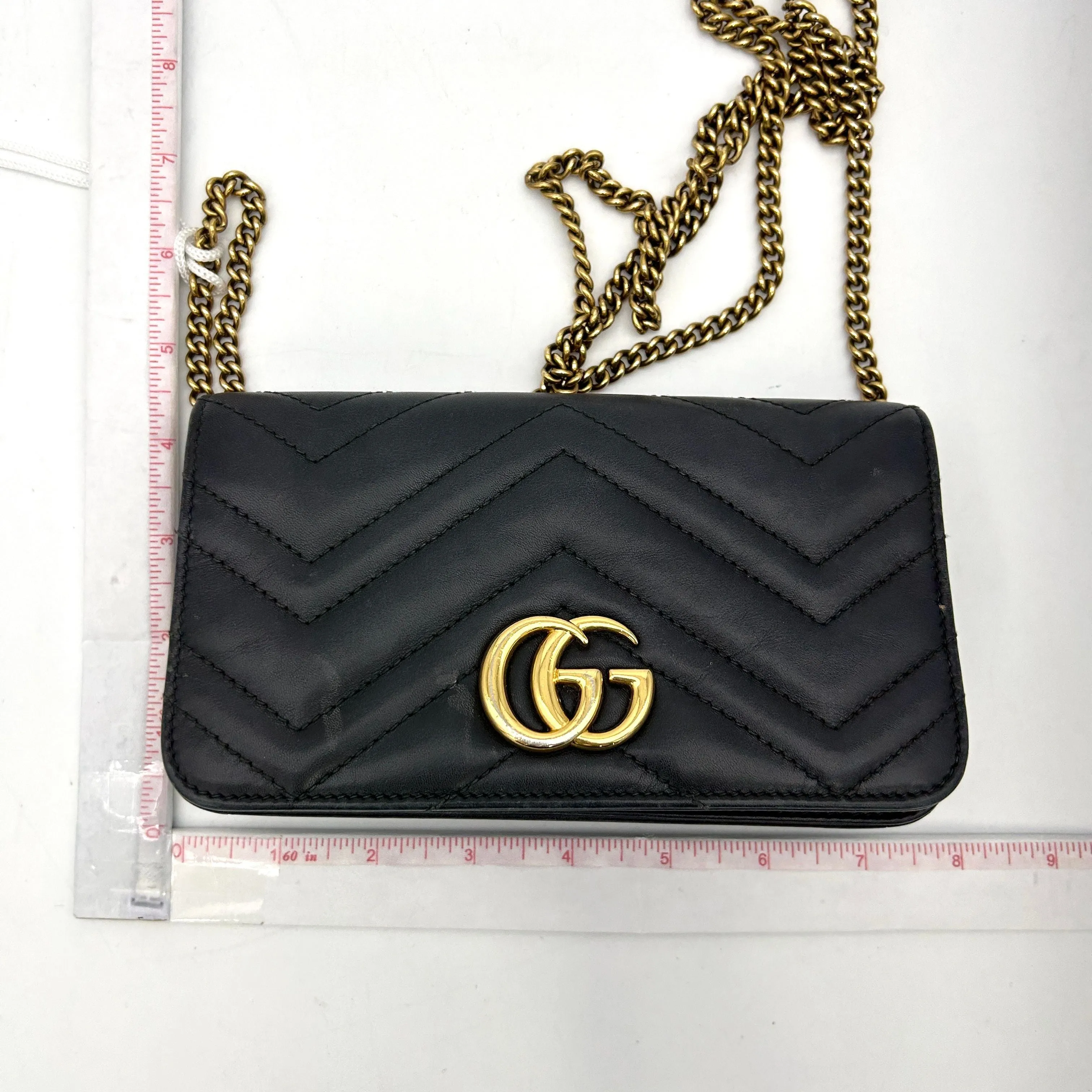 GUCCI Black Mini GG Marmont Crossbody Bag LA30889