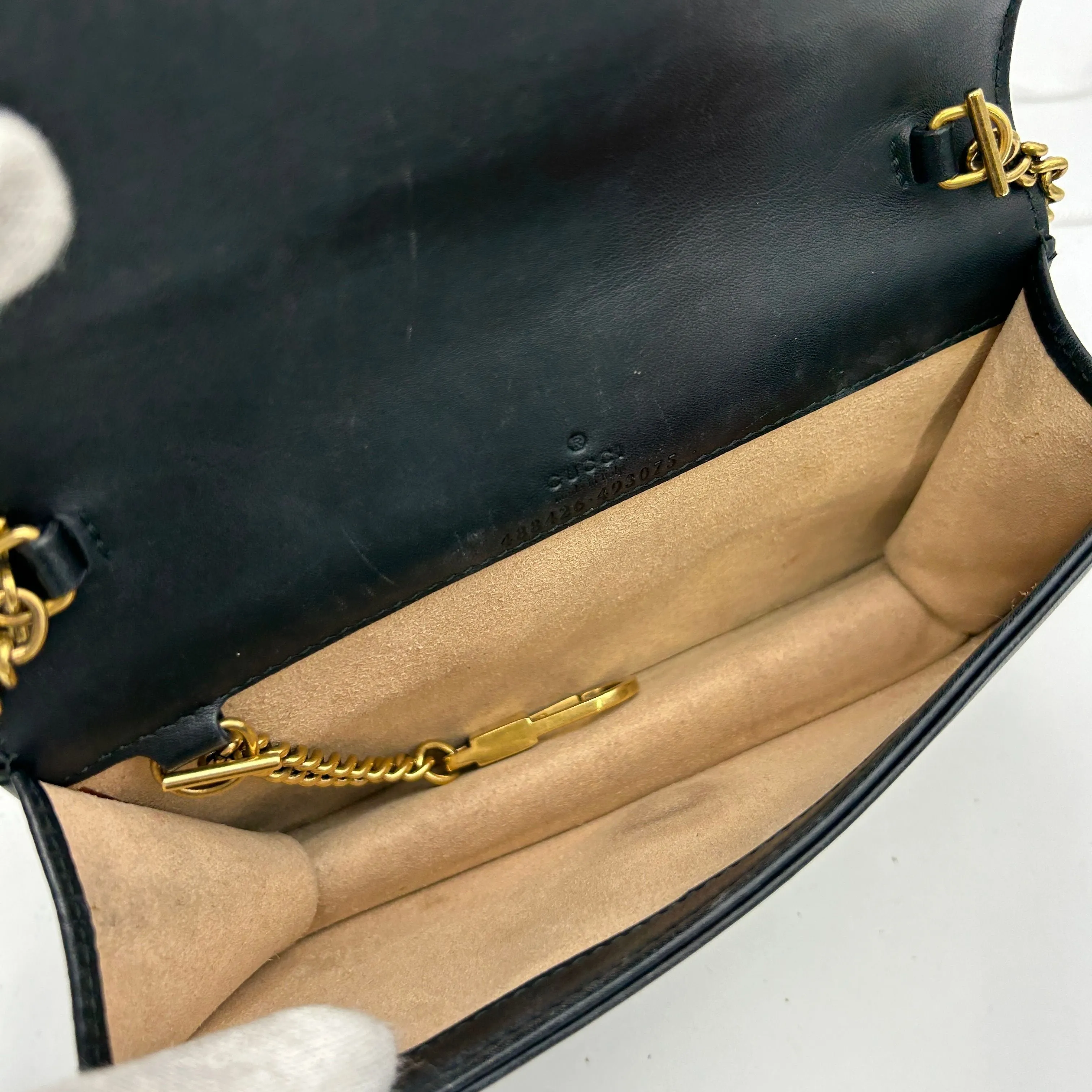 GUCCI Black Mini GG Marmont Crossbody Bag LA30889