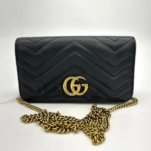 GUCCI Black Mini GG Marmont Crossbody Bag LA30889