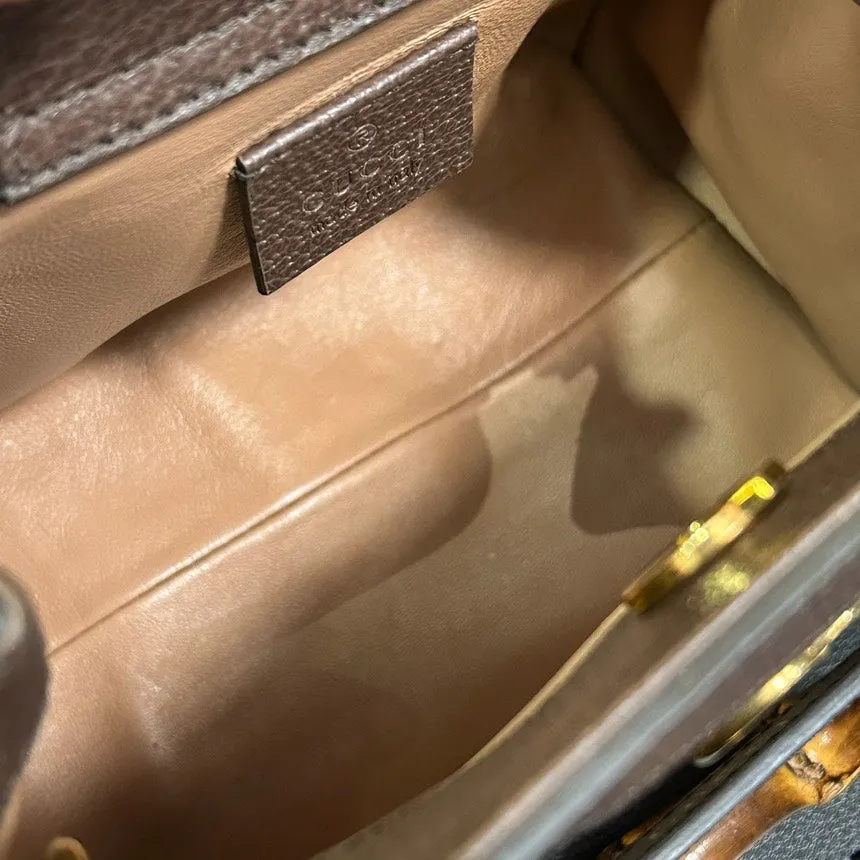 Gucci GG Marmont Brown Canvas Mini Tote Crossbody Bag #JM