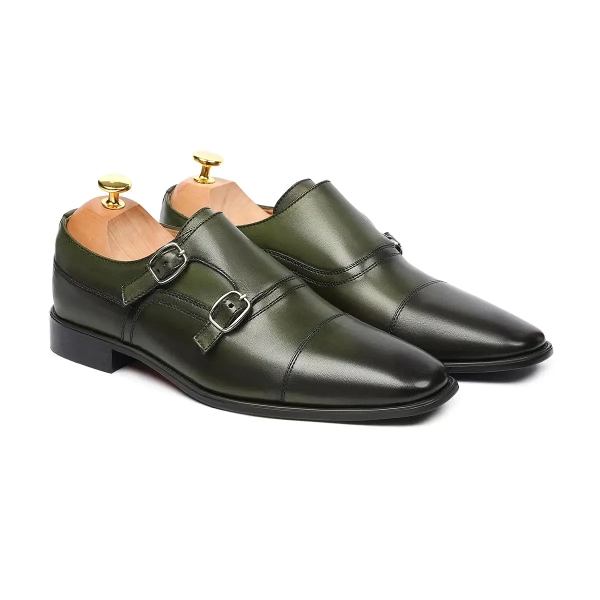 Handmade Custom Men Green Leather Shoes