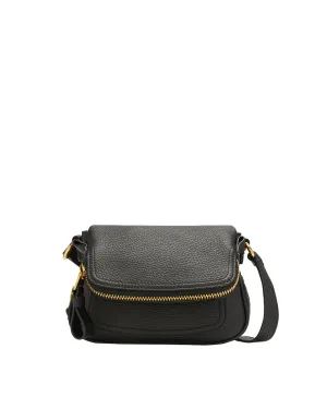 Jennifer Mini Grain Crossbody Bag in Black