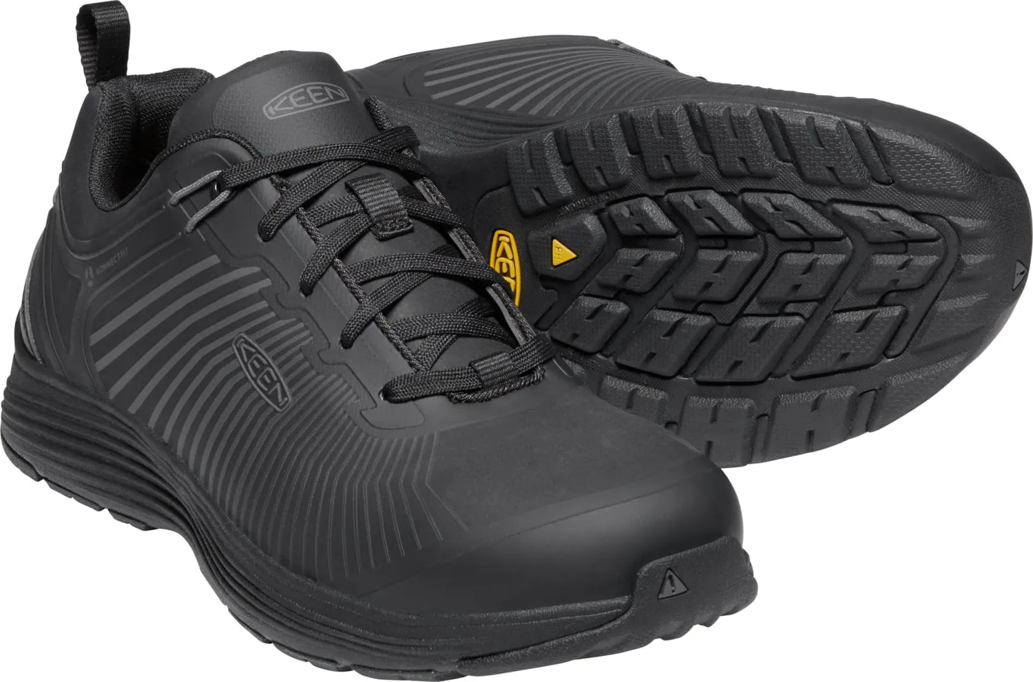 Keen Utility Mens Sparta XT Black/Black Faux Leather Work Shoes
