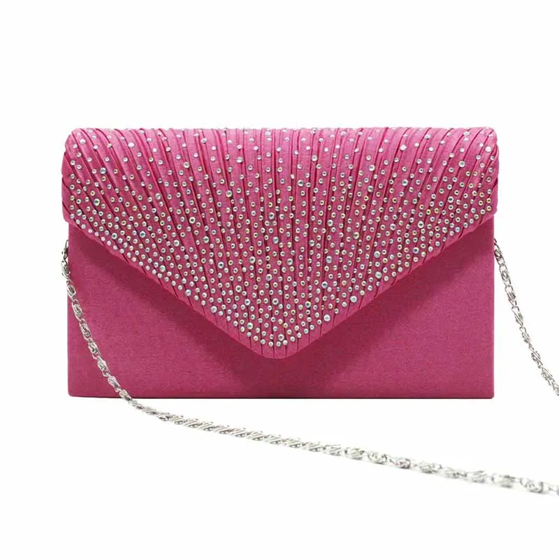 Ladies Satin Evening Clutch Purse Bag Crossbody Handbags Party Prom Wedding Envelope