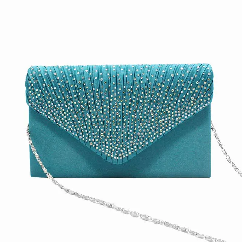 Ladies Satin Evening Clutch Purse Bag Crossbody Handbags Party Prom Wedding Envelope
