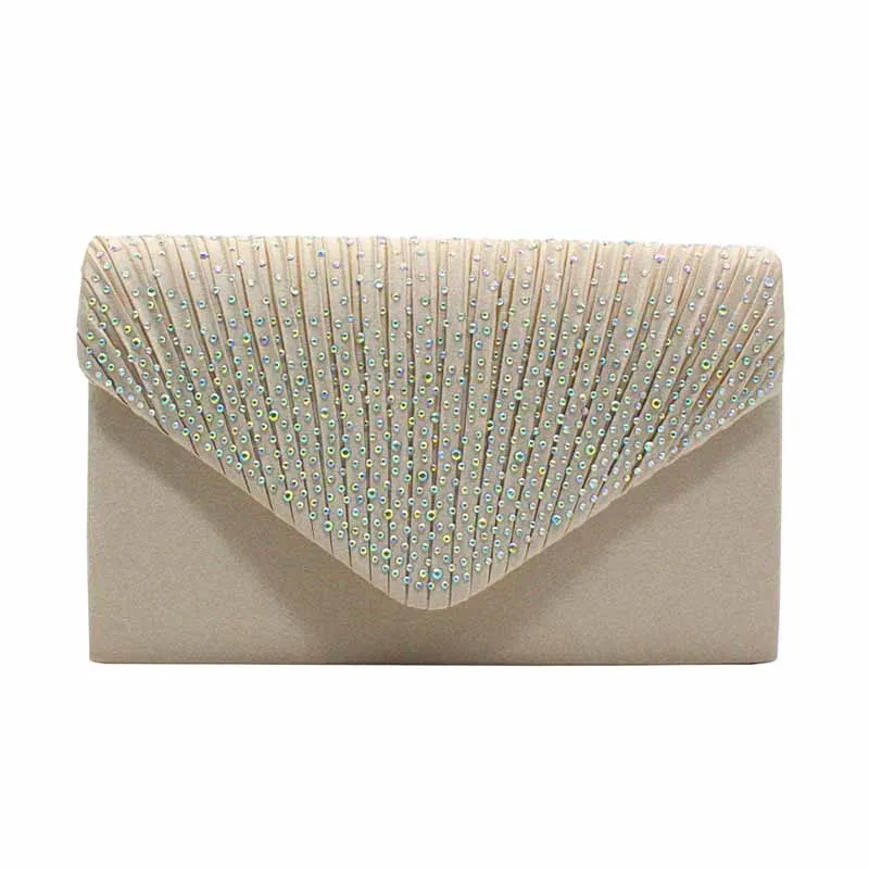 Ladies Satin Evening Clutch Purse Bag Crossbody Handbags Party Prom Wedding Envelope