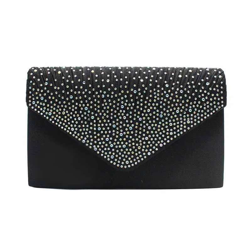 Ladies Satin Evening Clutch Purse Bag Crossbody Handbags Party Prom Wedding Envelope