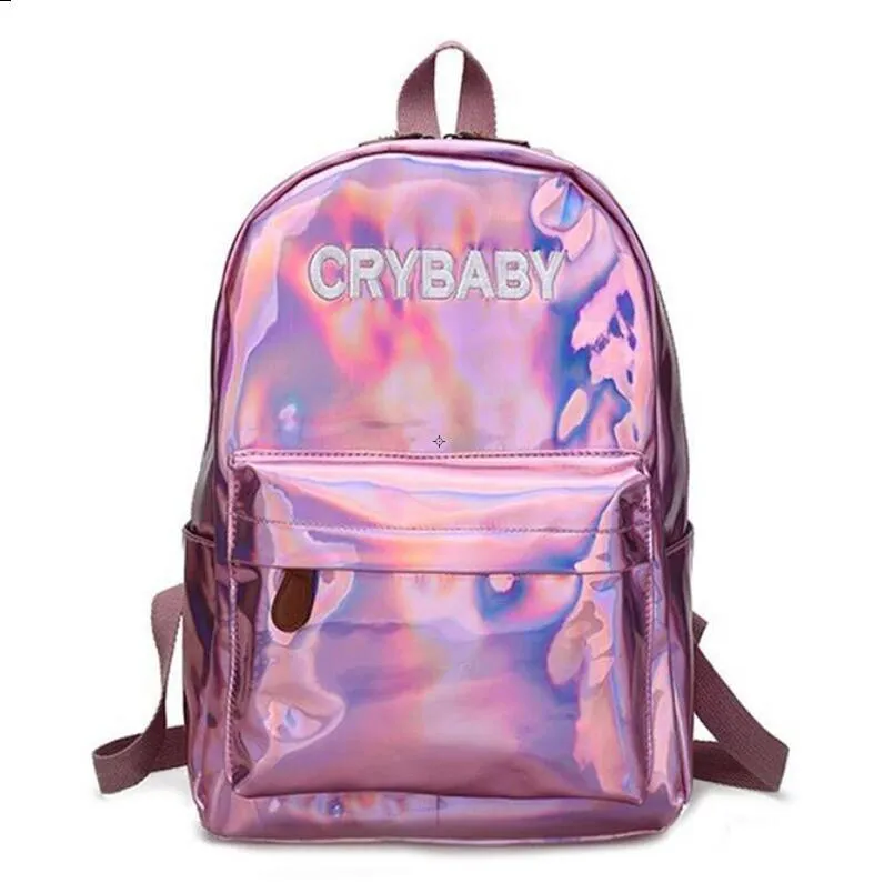 Laser Backpack Casual Travel Bags Women Girls Rucksack PU Leather Holographic Knapsack School Bags for Teenage Girls