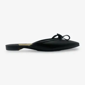 Manolo Blahnik black leather Ballerimu mules