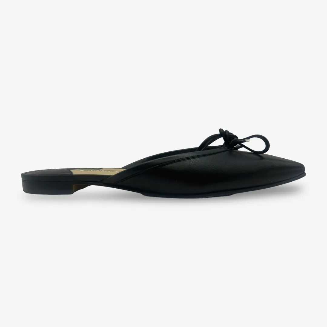 Manolo Blahnik black leather Ballerimu mules