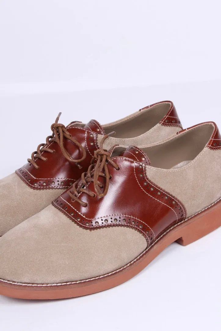 Men's 1950s style oxford saddle shoe  - Cognac/Sand - Elliot