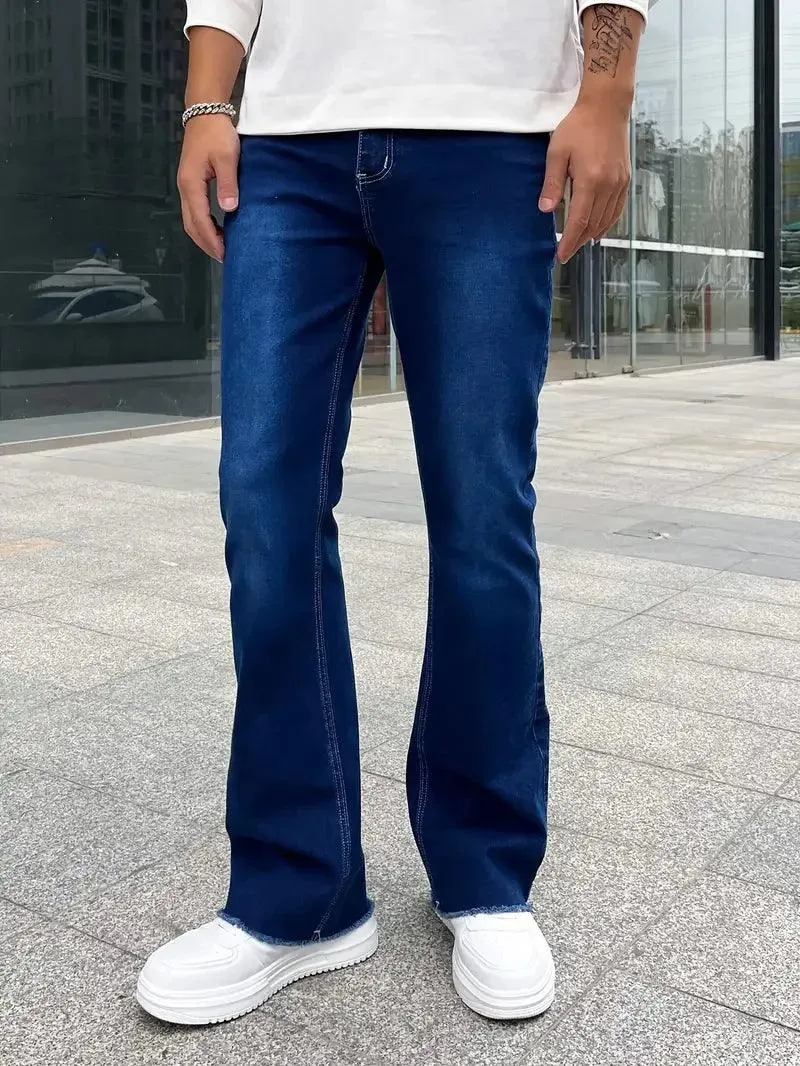 Men's Slim Fit Stretch Flare Jeans – High-Street Casual Work Trousers