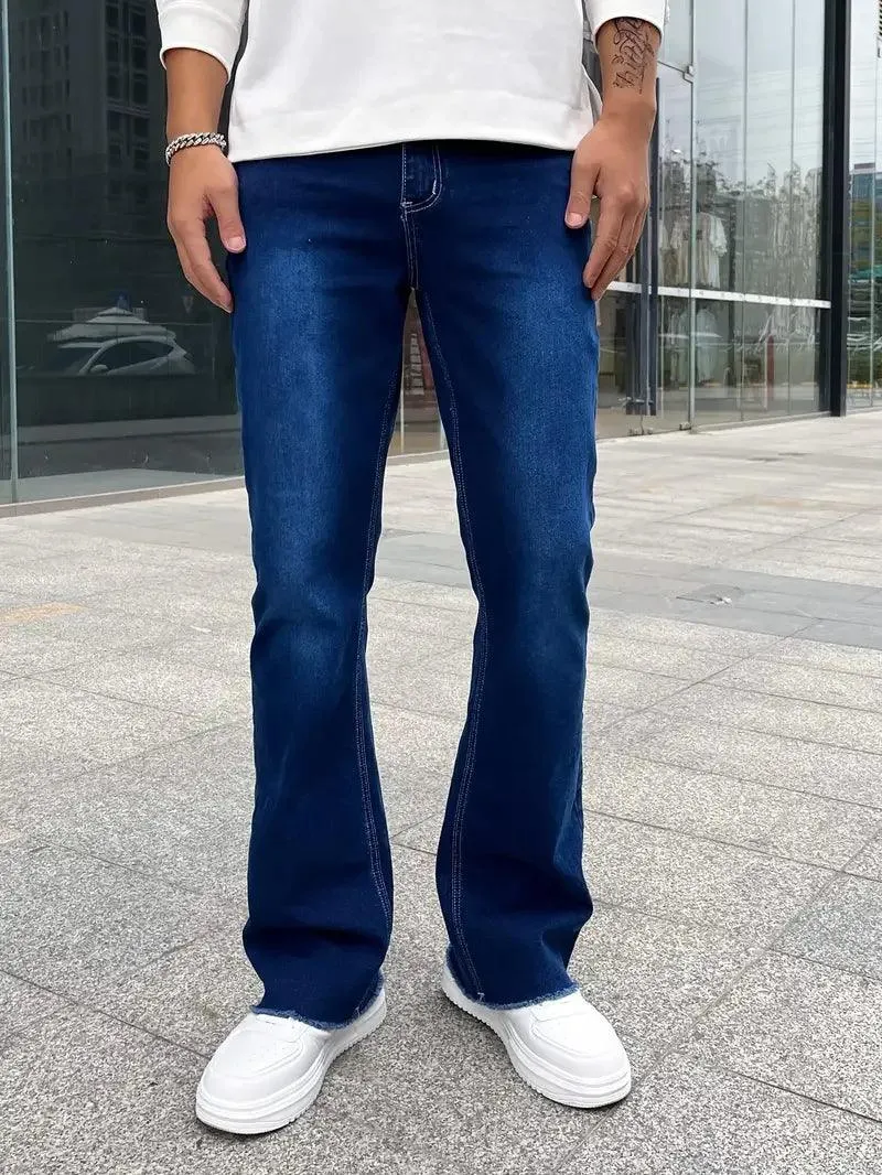 Men's Slim Fit Stretch Flare Jeans – High-Street Casual Work Trousers