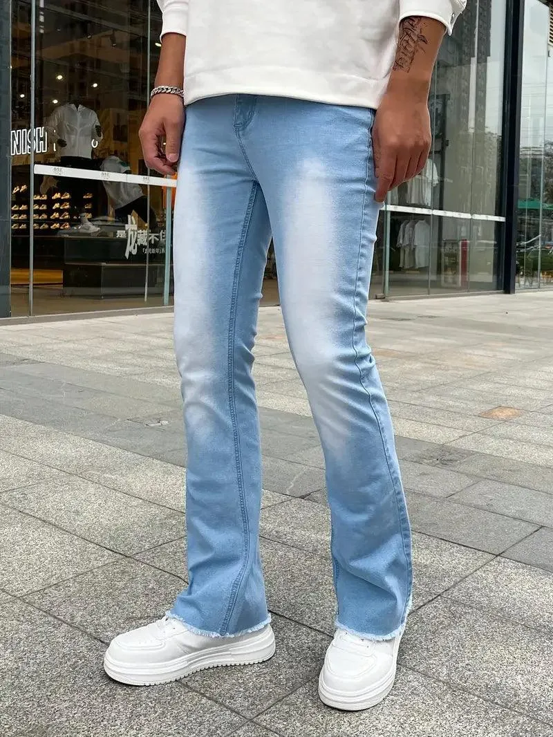 Men's Slim Fit Stretch Flare Jeans – High-Street Casual Work Trousers