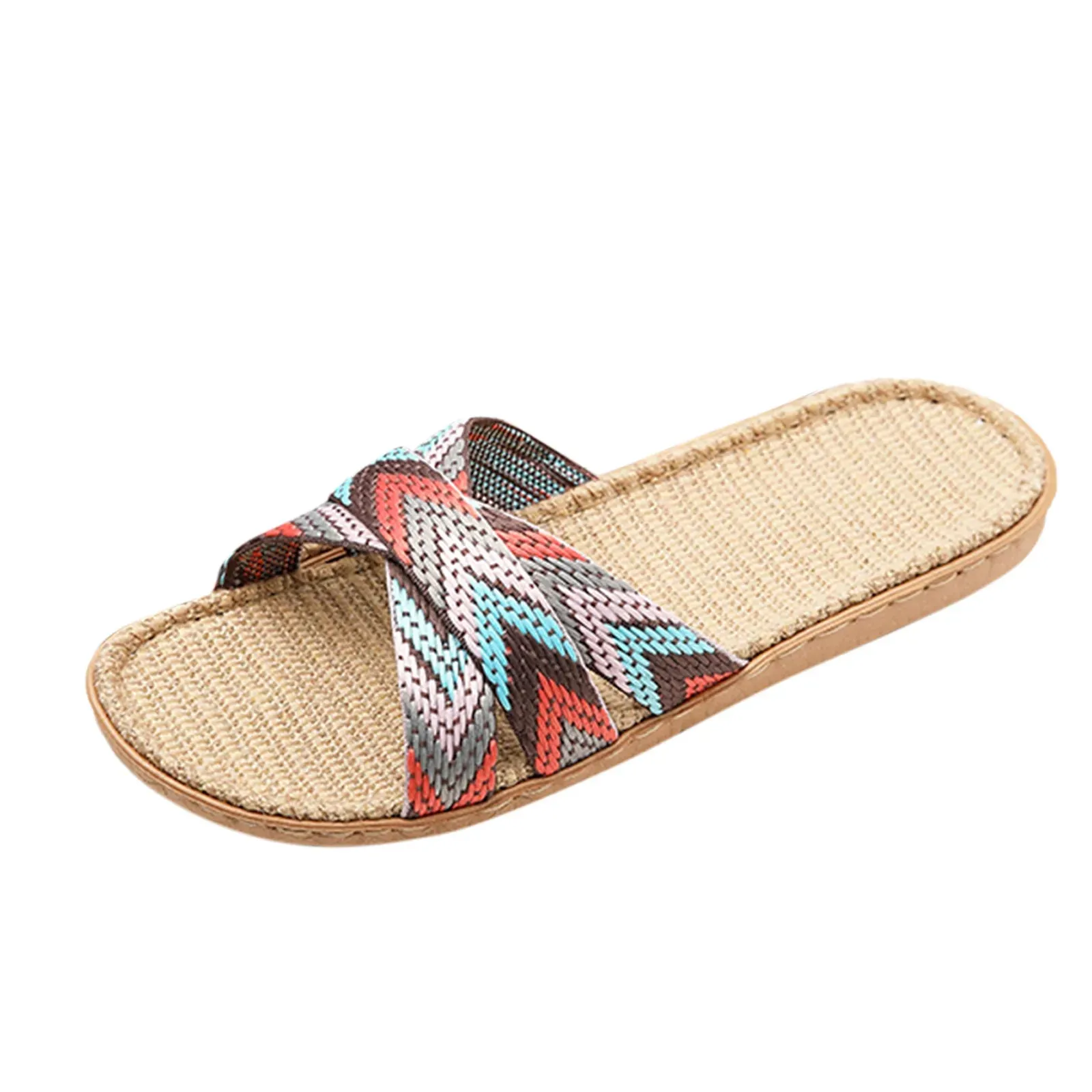 Multicolor Flax Slippers For Women Summer Linen Indoor Shoes Home