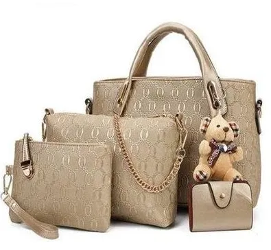 New Korean Fashion Handbags - Embossed Four-Piece Set: Ladies' Shoulder and Crossbody Bags