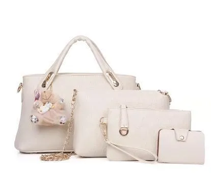 New Korean Fashion Handbags - Embossed Four-Piece Set: Ladies' Shoulder and Crossbody Bags