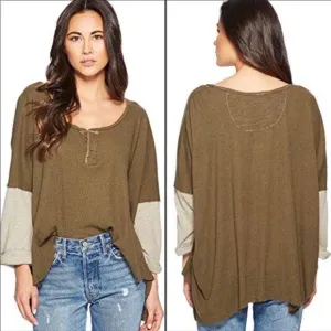 NEW Two Tone Pull Over Top by Free People Medium