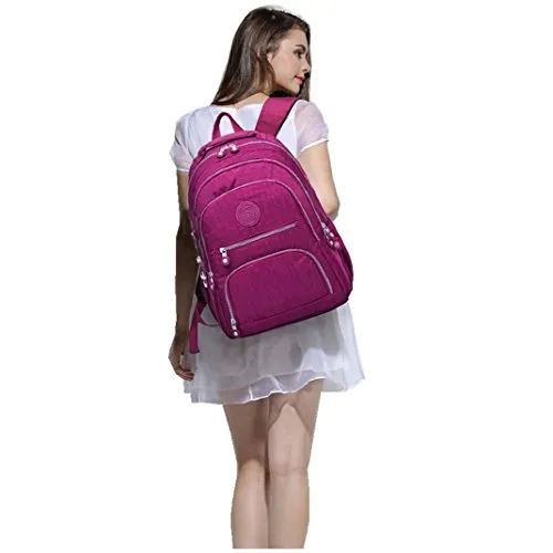 Nylon Casual Travel Daypack Lightweight Sports Laptop Backpack Purse for Women Waterproof Medium