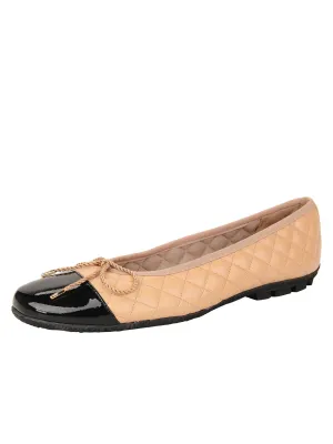 Paul Mayer - Cozy Quilted Leather Ballet Flat - Black/Beige