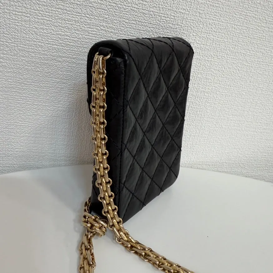 Preloved Chanel 2.55 Calfskin Mini Chain Bag Black Crossbody FM0045