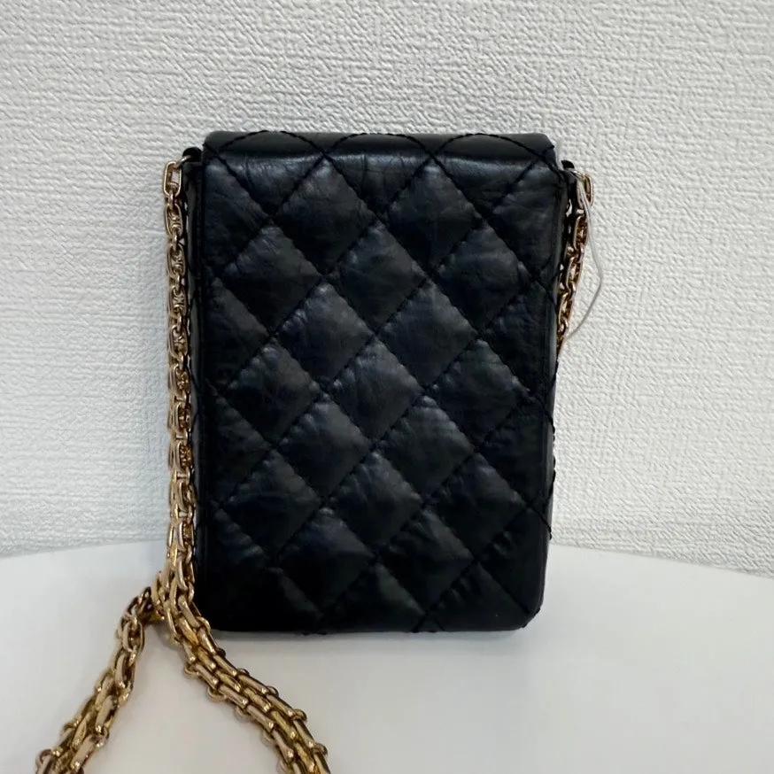 Preloved Chanel 2.55 Calfskin Mini Chain Bag Black Crossbody FM0045