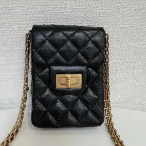 Preloved Chanel 2.55 Calfskin Mini Chain Bag Black Crossbody FM0045