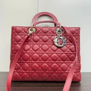 Preloved Dior Lambskin Lady Dior 2way Bag Large Red