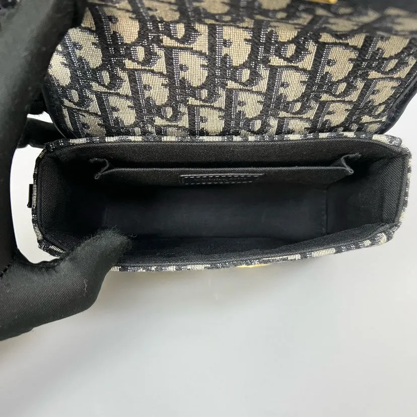 Preloved Dior Montaigne Mini Box Black Canvas Crossbody Bag 2020