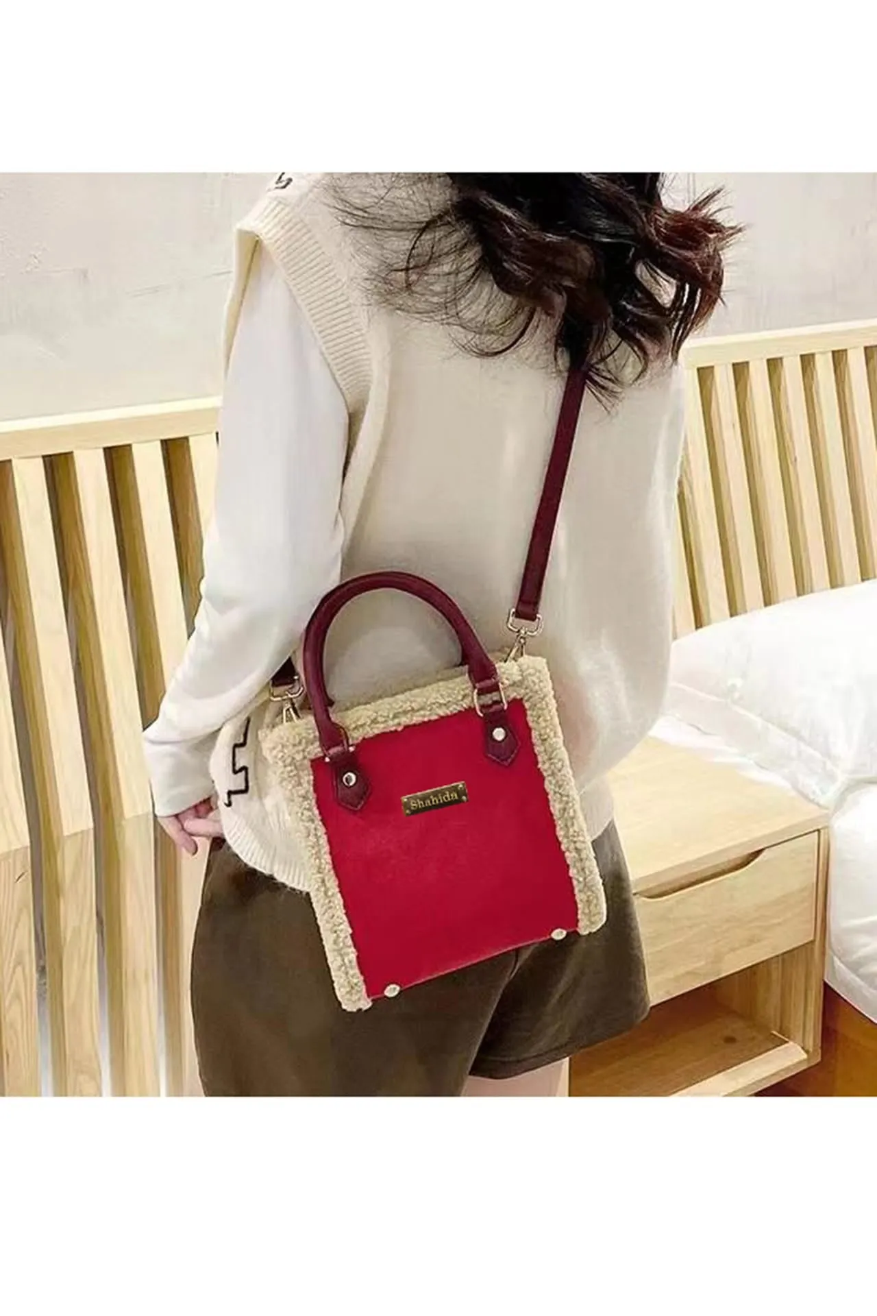 Red Suede Mini Designer Handbag