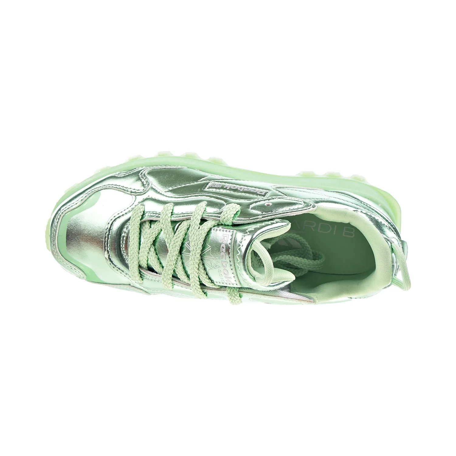 Reebok x Cardi B Classic Leather Big Kids' Shoes Semi Pixel Mint-Silver