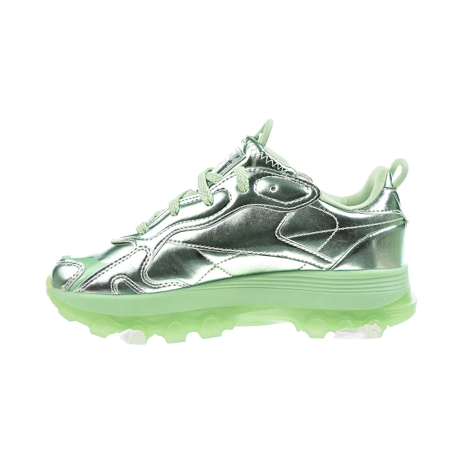 Reebok x Cardi B Classic Leather Big Kids' Shoes Semi Pixel Mint-Silver