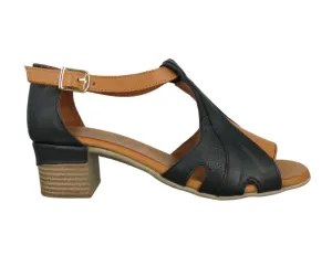 Sala Europe Noeli Black Open Toe T-Bar Court Shoe Made In Turkey