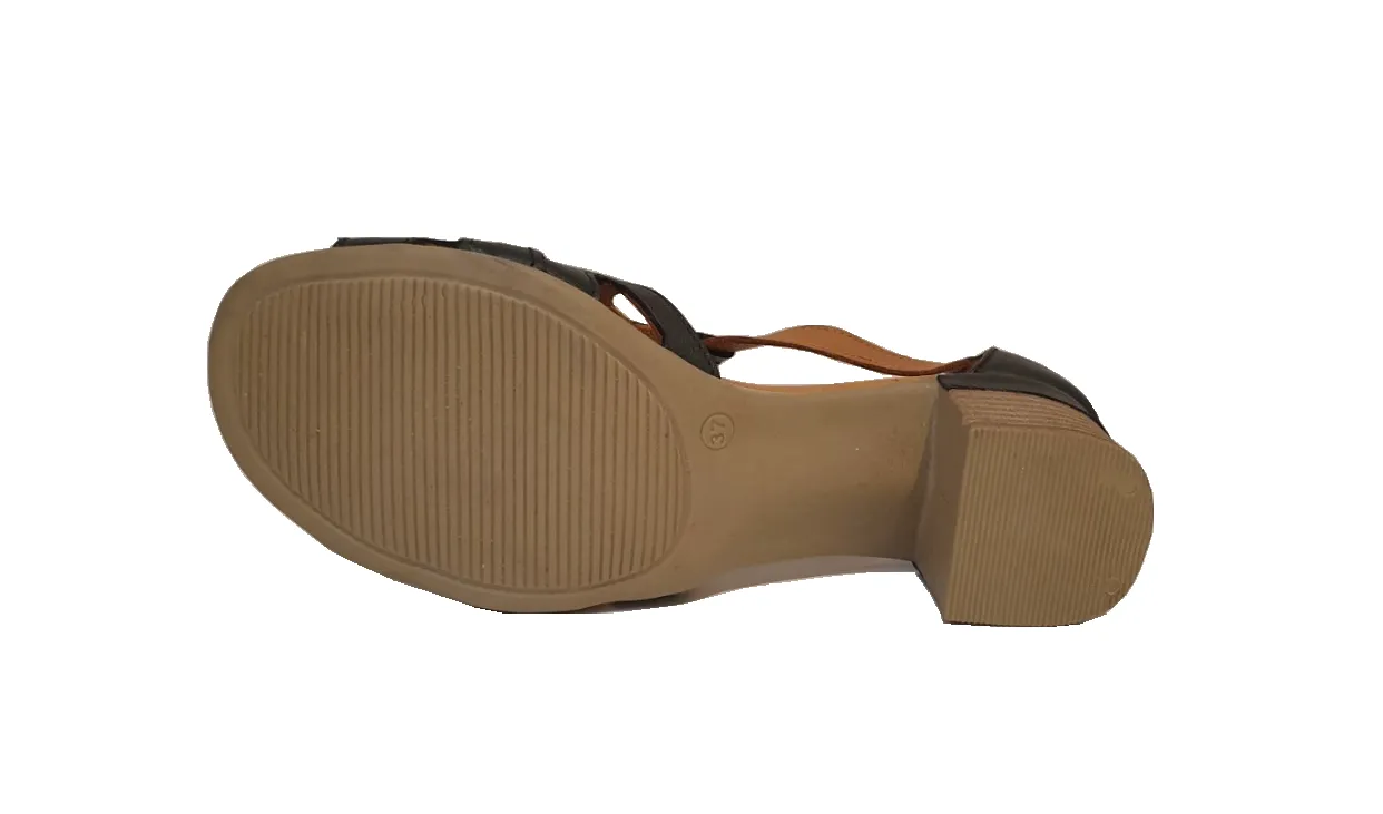 Sala Europe Noeli Black Open Toe T-Bar Court Shoe Made In Turkey