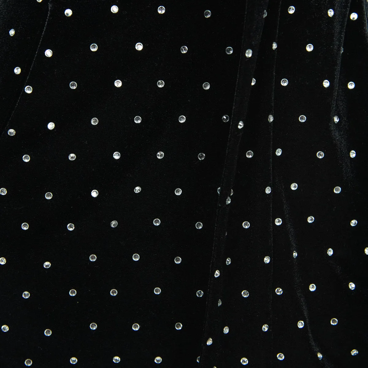 Self-Portrait Black Velvet Rhinestone-Embellished Off-the-Shoulder Mini Dress Size XXS | UK 6