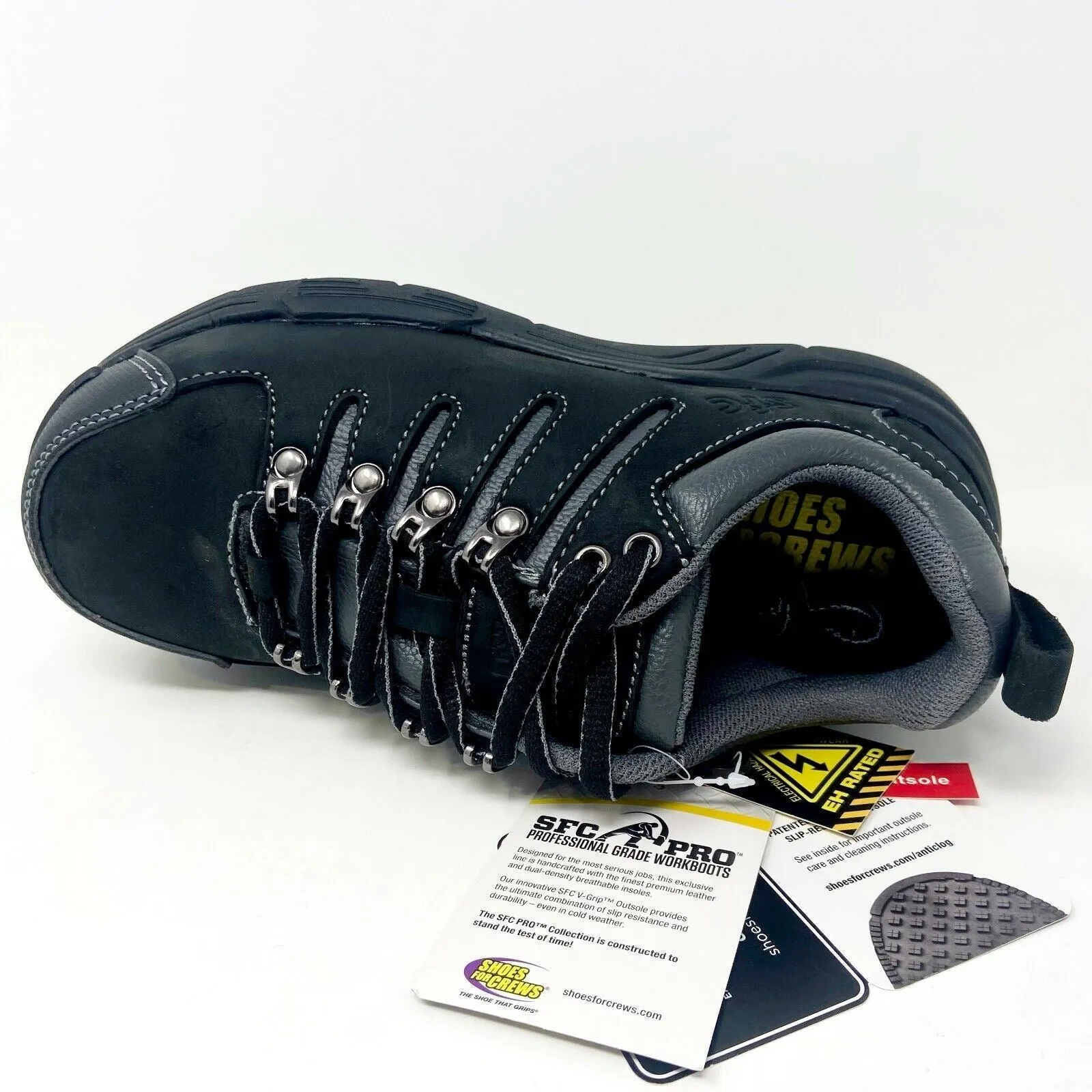 Shoes For Crews Pro Black Slip Resistant Steel Toe Womens Crew Work Shoes 8294