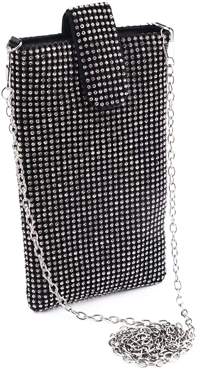 Silver Metal Mesh Small Crossbody Bag Cell Phone Purse Wallet