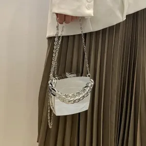 Sohiwoo  Trend Designer Clutch Bag Gold Silver PVC Box Design Party Evening Chain Shoulder Crossbody Bags Mini Purses and Handbags