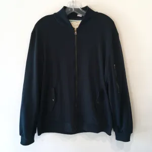 SOULSTAR Men’s navy jersey zip front bomber jacket, M