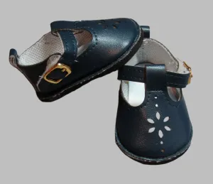 Sunburst Cutout Buckled Shoes 18 & 15 inch Doll: Navy Blue